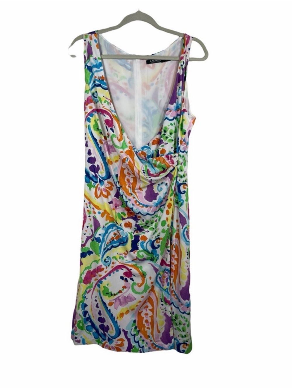 NEW Lauren Ralph Lauren Watercolor Paisley Print Faux-Wrap Size 4